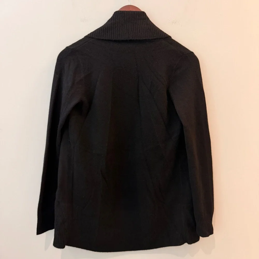 Quince Mongolian Cashmere Open Cardigan Sweater Pockets Shawl Trip Black XS NWT